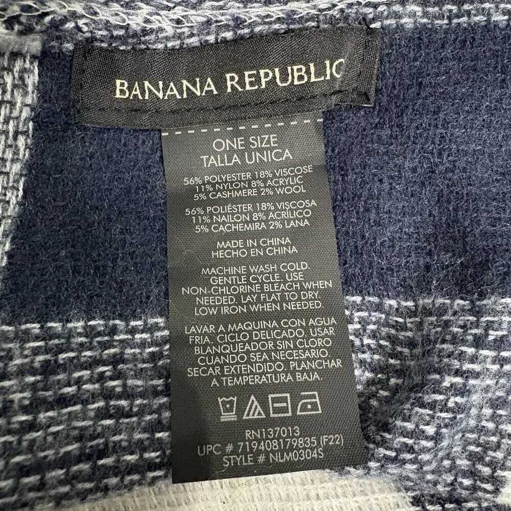 Banana Republic Womens Plaid Fringe Wrap Shawl One Size Poncho